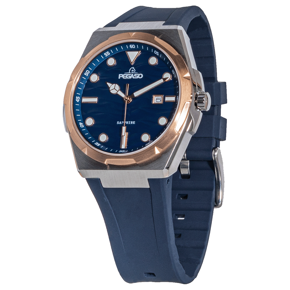 CT7013G-RELOJ PEGASO CAJA ACERO SOLIDO BIC.ZAFIRO PULSO SILICONA CALENDARIO H.-K16MSG1601B
