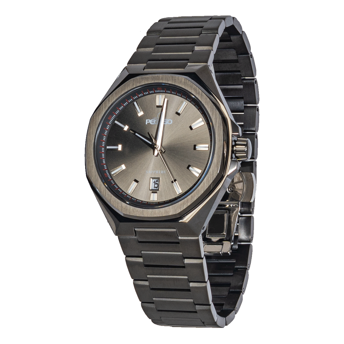 CT7015G-RELOJ PEGASO ACERO SOLIDO PAVONADO ZAFIRO CALENDARIO HOMBRE-M01M010101B