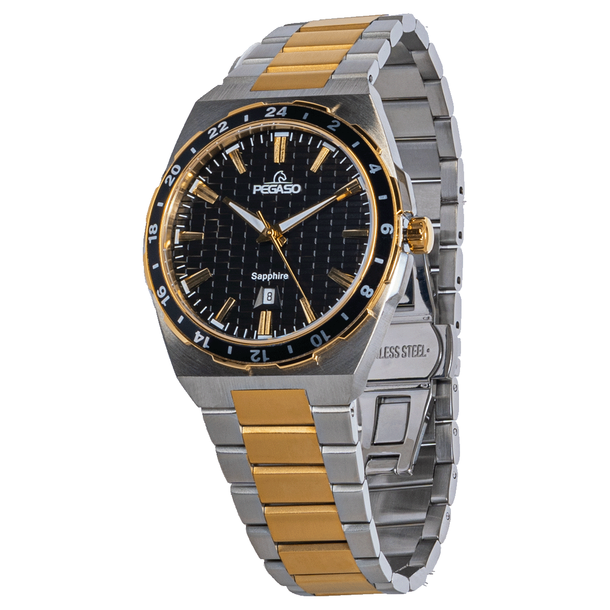 CT7018G-RELOJ PEGASO ACERO SOLIDO BICOLOR ZAFIRO CALENDARIO HOMBRE-MG7MG70101B