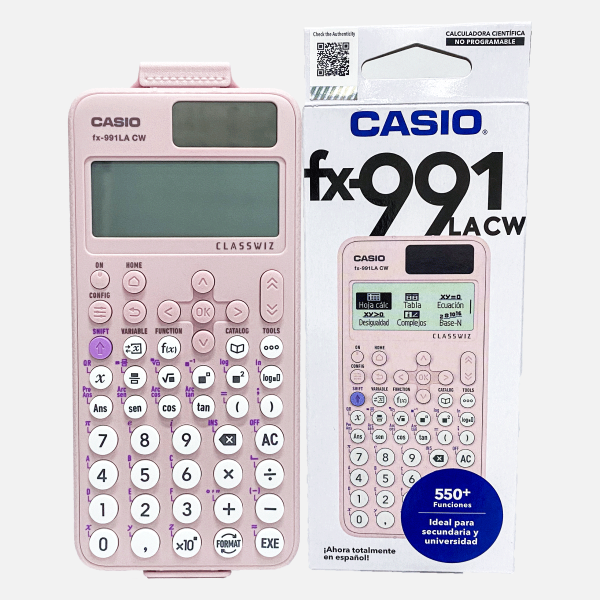 FX-991LACW-CALCULADORA CASIO CIENTIFICA 550 FUNCIONES TWO POWER ROSADA-PK