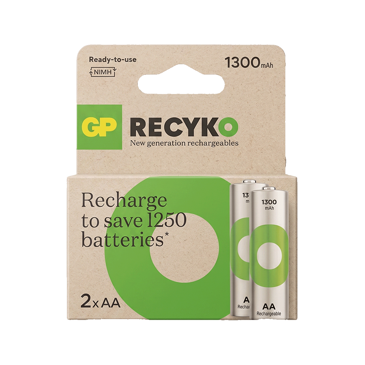 GP130AAHC-LAC2-BATERIA GP AA RECARGABLE 1300 mAh BL X 2