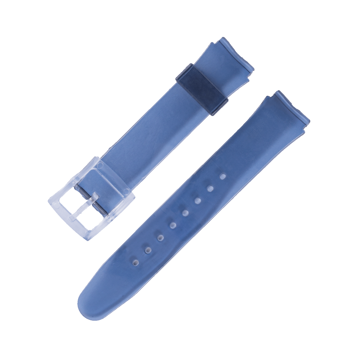 P9596P.18.16-PULSO PVC AZUL OSCURO TRASPARENTE HEBILLA PLASTICA # 18
