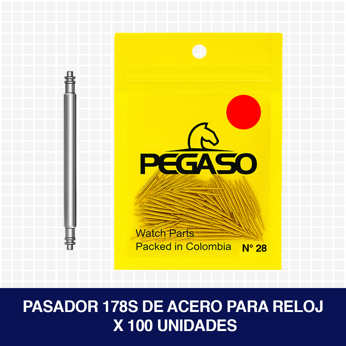 SDF-178S-28-B100-PASADOR PARA RELOJ ACERO 178S #28  BOLSA POR 100 UNIDADES