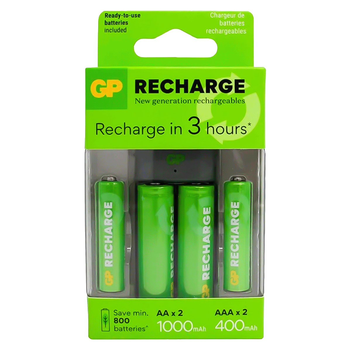 GPPB221US100-40-CARGADOR GP MIXTO 2 AA DE 1000 MAH 2 AAA DE 400 MAH-C4