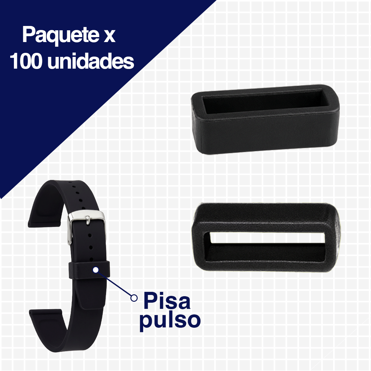 K005.18.1-B100-PISA PULSO DE SILICONA NEGRO #18 PAQUETE POR 100 UNIDADES