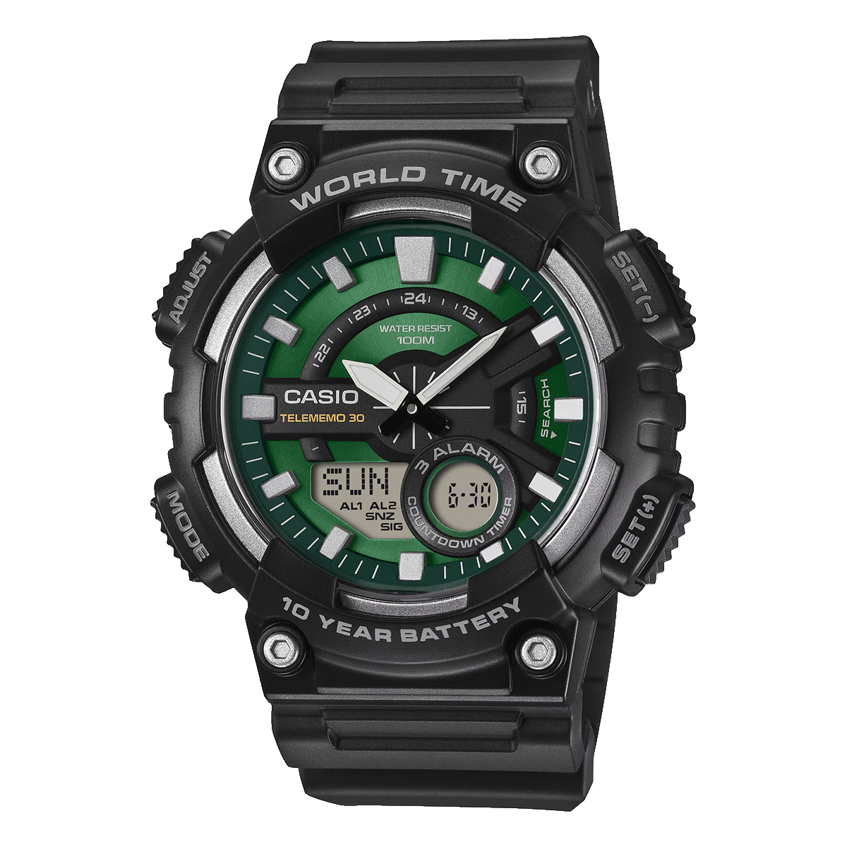 AE-Q110W-RELOJ CASIO ANA-DIG TELE 30 3 ALARMAS-3A2VDF