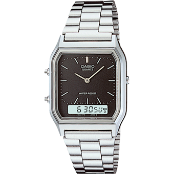 AQ-230A-RELOJ CASIO DOBLE HORA METALICO-1DMQ