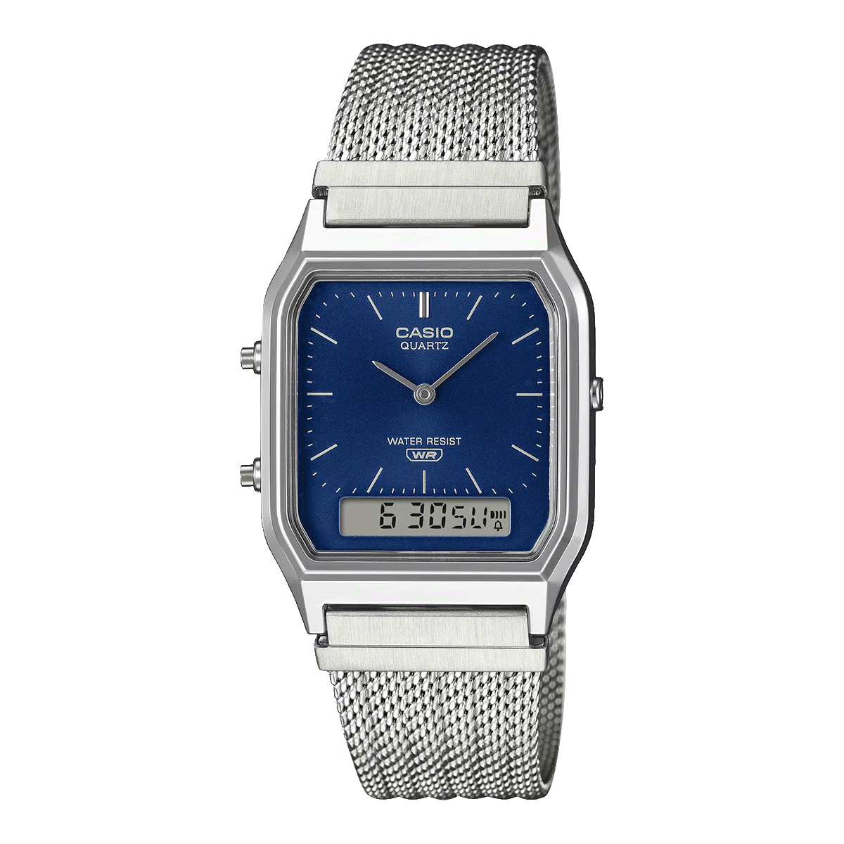 AQ-230EM-RELOJ CASIO P/M ACERO MALLA DOBLE HORA HOMBRE-2ADF