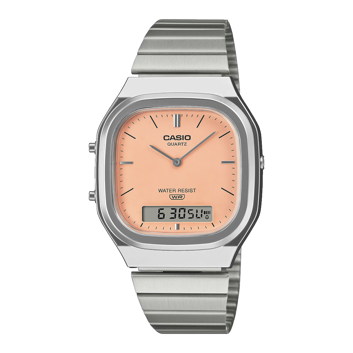 AQ-240E-RELOJ CASIO P/M ACERO DOBLE HORA-4ADF