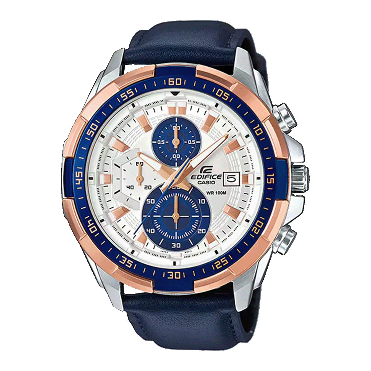 EFR-539L-RELOJ CASIO EDIFICE ACERO PULSO DE CUERO CRONOGRAFO CALENDARIO-7CVUDF