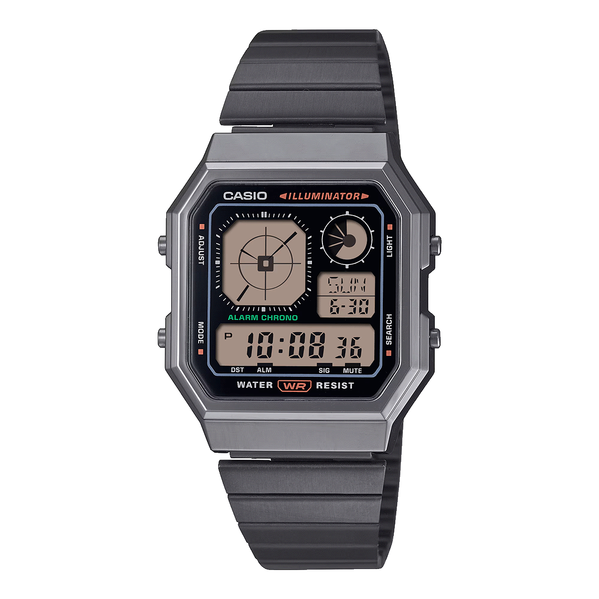 A130WEGG-RELOJ CASIO P/M ACERO PAVONADO ILLUMINATOR HOMBRE-1ADF