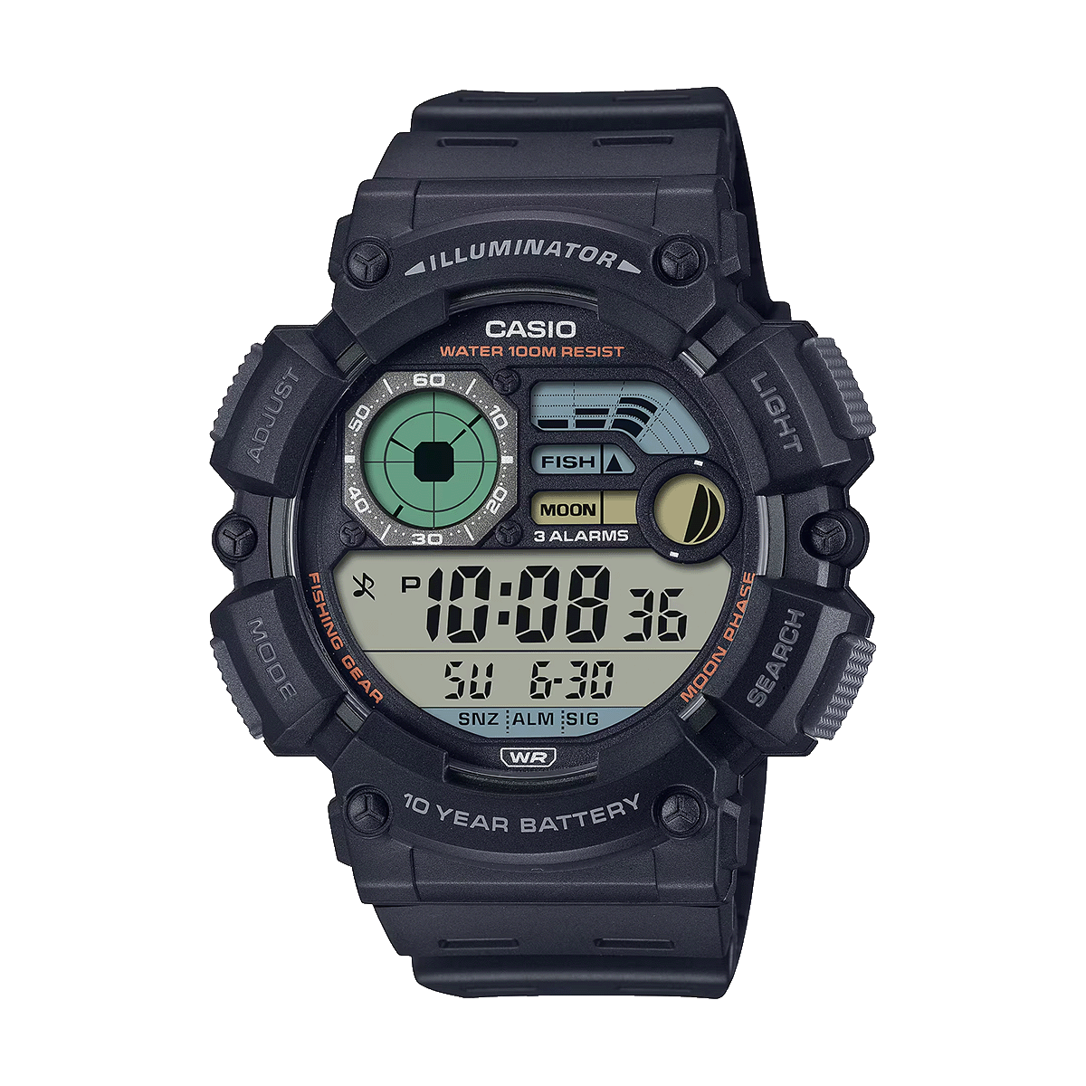 WS-1500H-RELOJ CASIO DIGITAL FASE LUNAR PARA PESCA 100 METROS-1AVDF